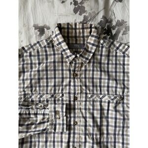 Vintage Tilley Endurables Mens Plaid Bamboo Rayon Blend Long Sleeve Button Shirt
